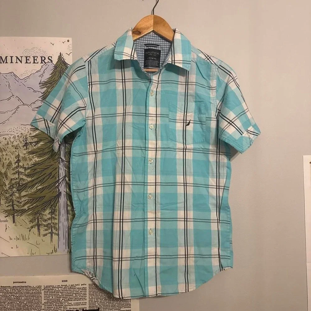 Nautica plaid boys button up shirt